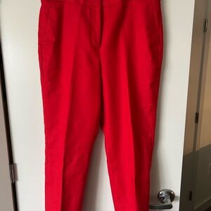 Jcrew Red Women's Linen Kate Pants, 14